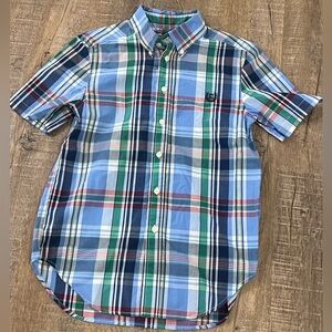 Chaps Short-Sleeve Plaid Button-Down Shirt Light Blue, Green, Navy boys 10-12 M
